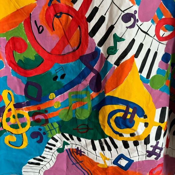 Art to Wear long sleeve hand painted music theme shirt Size 1X LRW Designs - Picture 4 of 6
